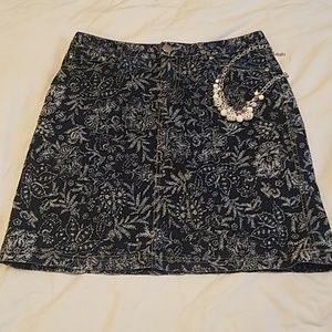 Christopher and Banks Printed Denim Skort
